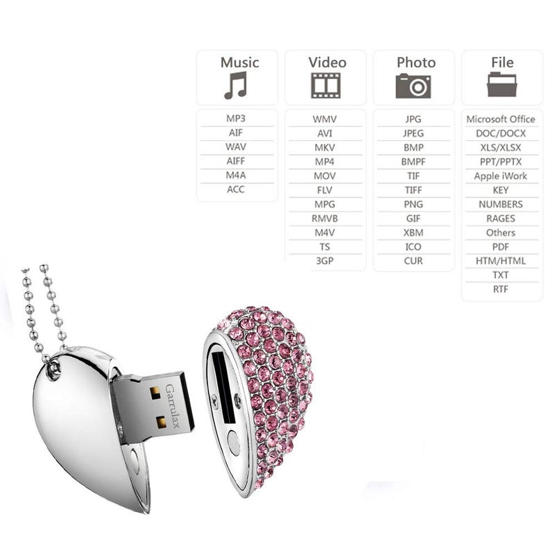 GARRULAX USB Flash Drive, 8GB / 16GB / 32GB / 64GB USB2.0 USB Memory Stick Date Storage Pendrive Thumb Drives(32GB,Pink) - Image 3